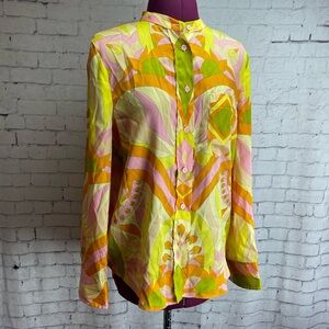 Zara size small long sleeve button down shirt 70’s style fun print
